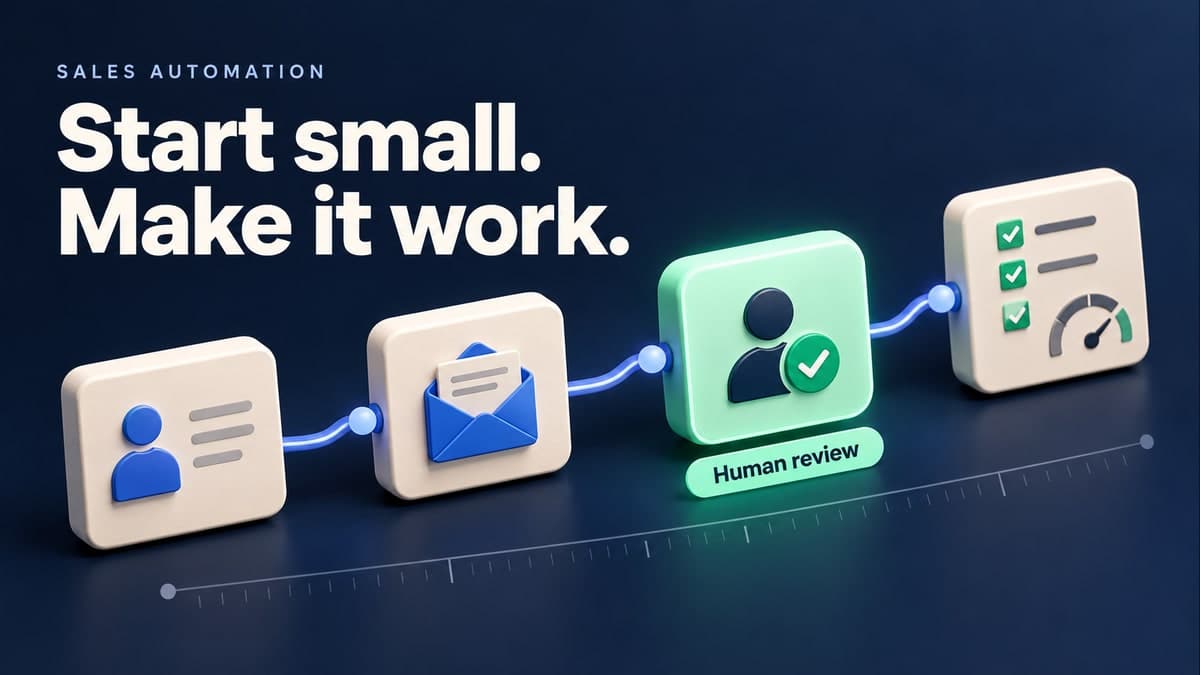 Start small. Make it work. A sales workflow with human review before completion.