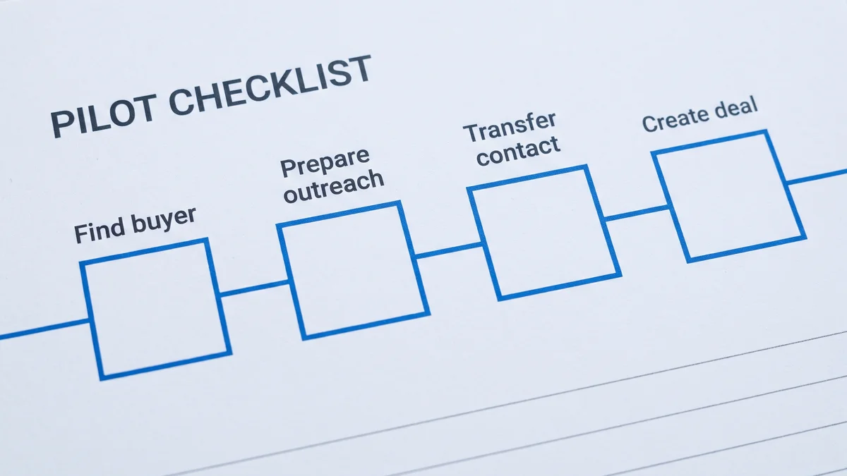 Blank pilot checklist for an Apollo and Pipedrive evaluation